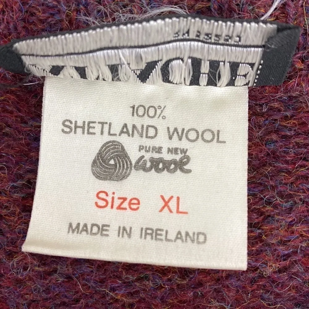 Attaché Shetland Burgundy Wool Argyle Pullover Sweater, size XL